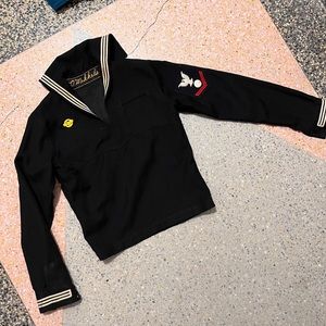 Vintage 60s-70s electrician's mate petty officer navy dress blues jumper top XS